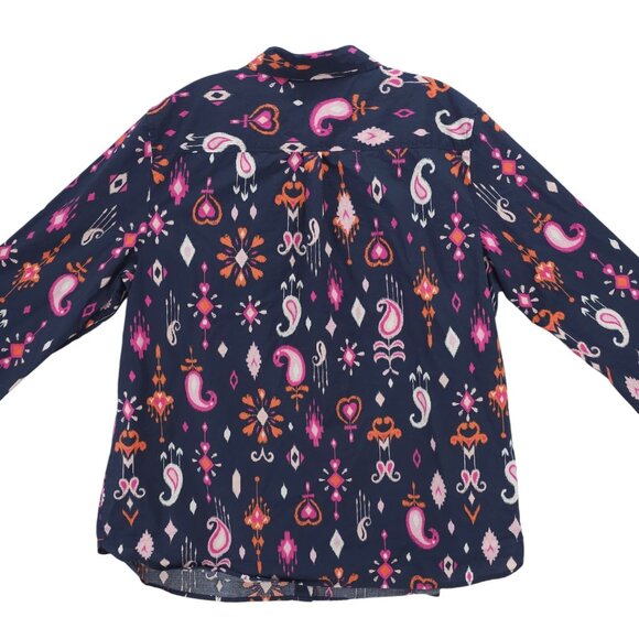 TALBOTS Button Up Shirt Blue All Over Print 100% Cotton Size XL - Picture 5 of 7